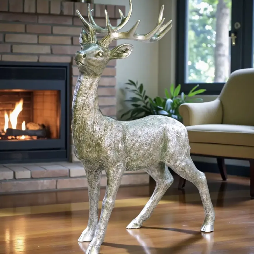 Hirsch Deko Figur silber Raffael H 130 | 81 | 56 cm