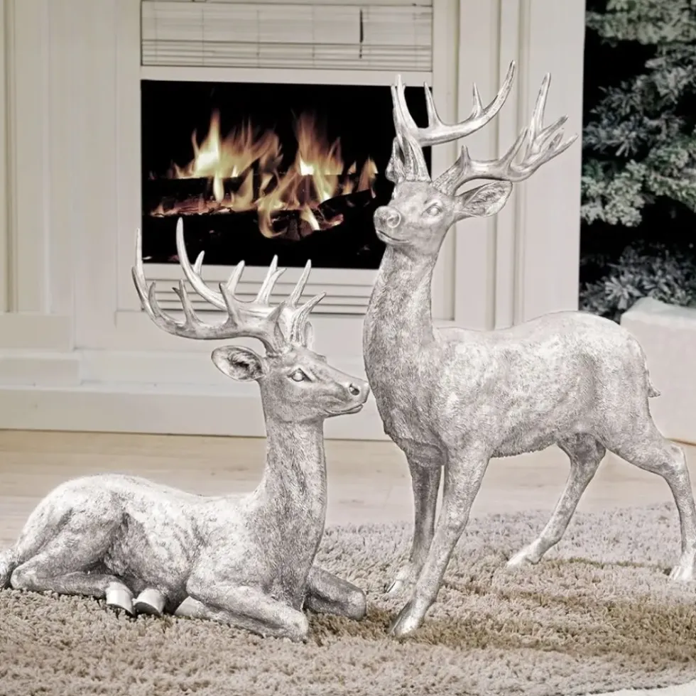 Hirsch Deko Figur silber Raffael H 130 | 81 | 56 cm