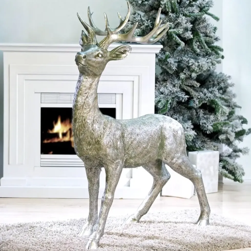 Hirsch Deko Figur silber Raffael H 130 | 81 | 56 cm