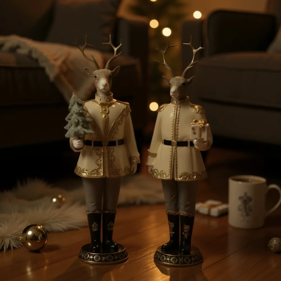 Hirsch Weihnachtsdeko Werner Voß 2er Set HUBERTUS und FRANZISKUS H 39 cm