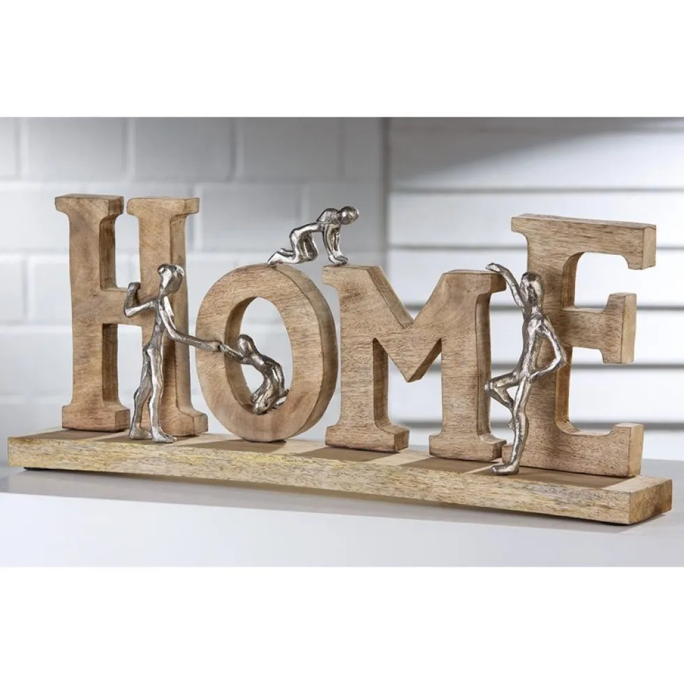 Holzskulptur Schriftzug HOME Breite 58 cm