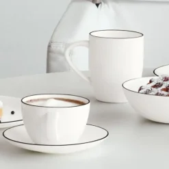 Kaffeebecher mit Henkel ASA weiß à table ligne noire 350 ml