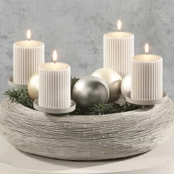 Kaheku Metall Adventskranz Fia Beige | Ø 40 cm | Moderner Kerzenhalter Schlammfarben