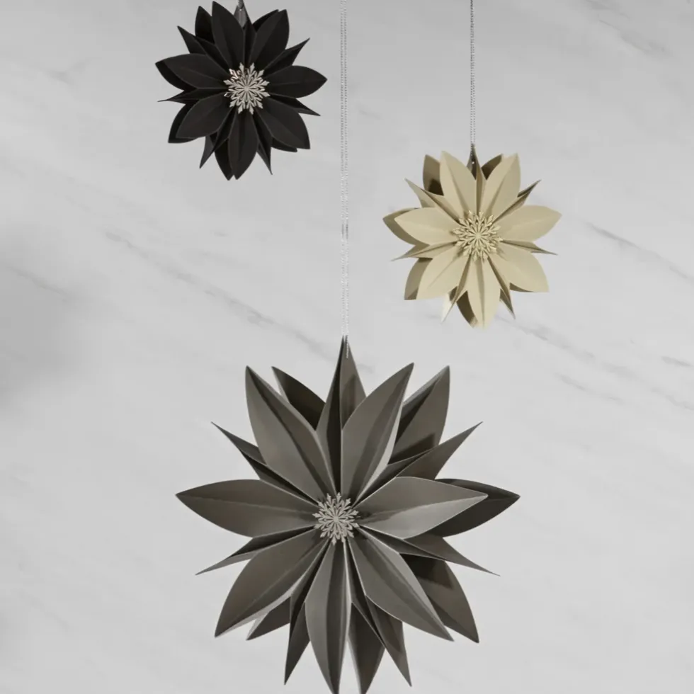 Kaheku Papierstern Faltstern Alea Grau | Ø 20 / 40 cm | Eleganter Falt-Weihnachtsstern