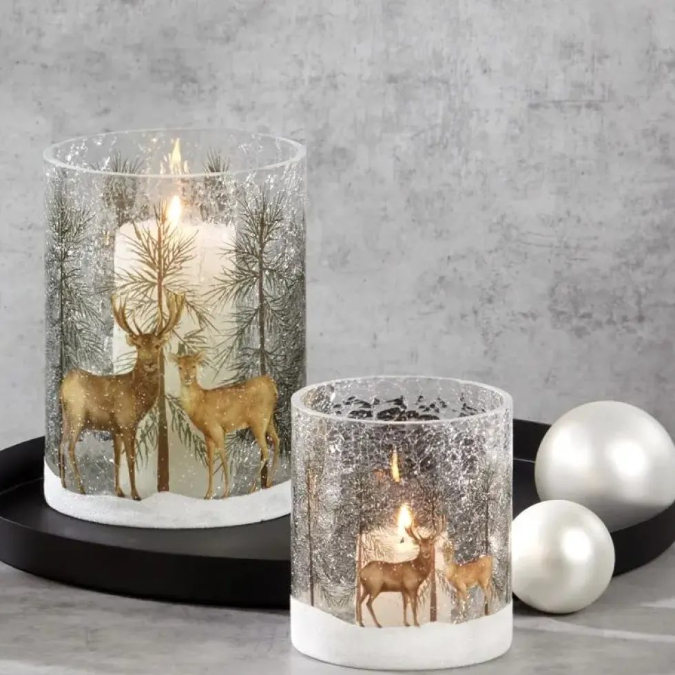 Kaheku Windlicht Glas Akron Hirsche