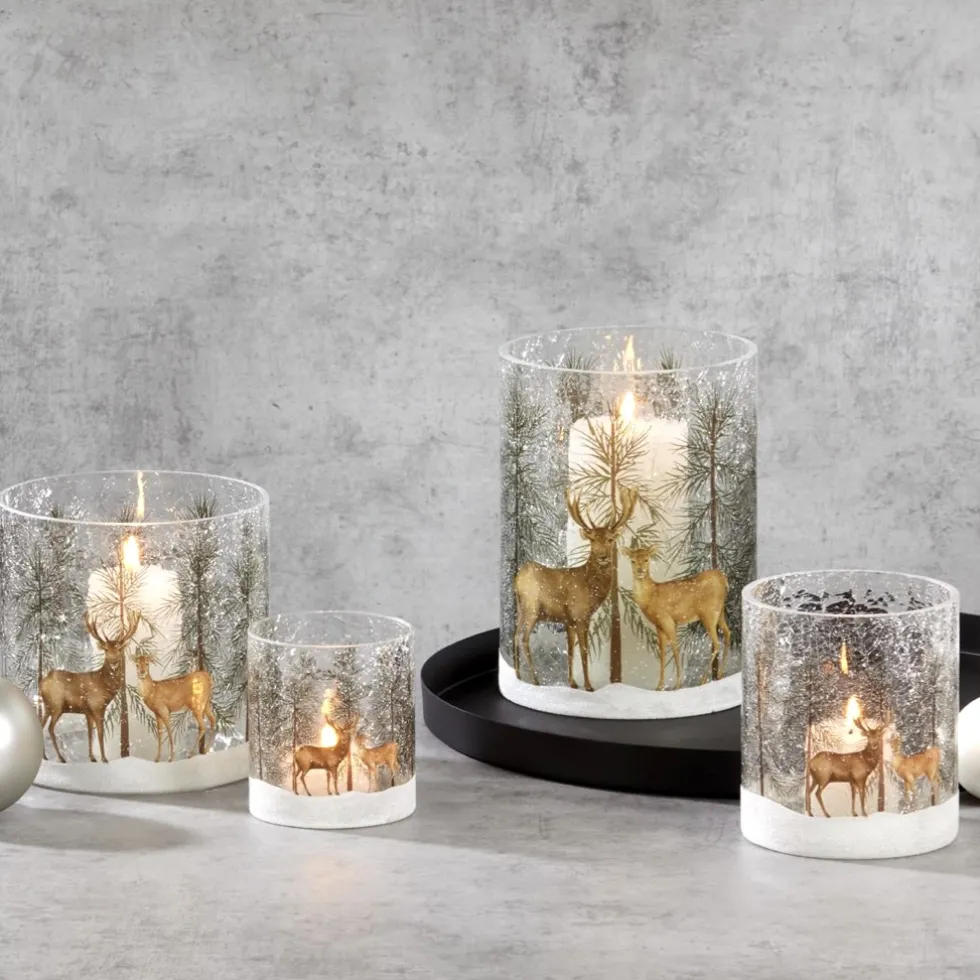 Kaheku Windlicht Glas Akron Hirsche