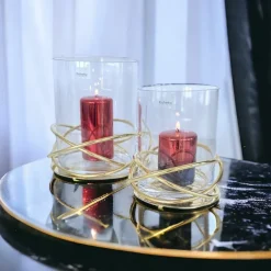Kaheku Windlicht Glas Crowne gold