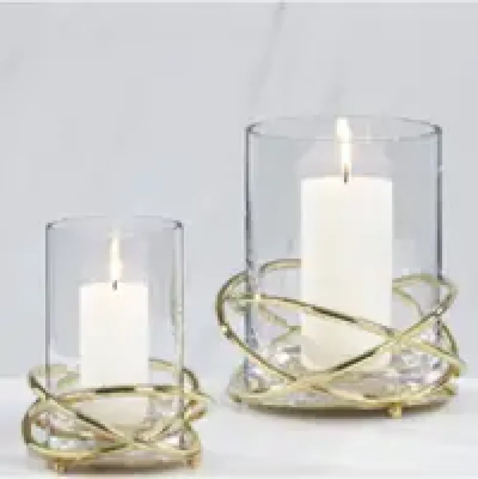 Kaheku Windlicht Glas Crowne gold