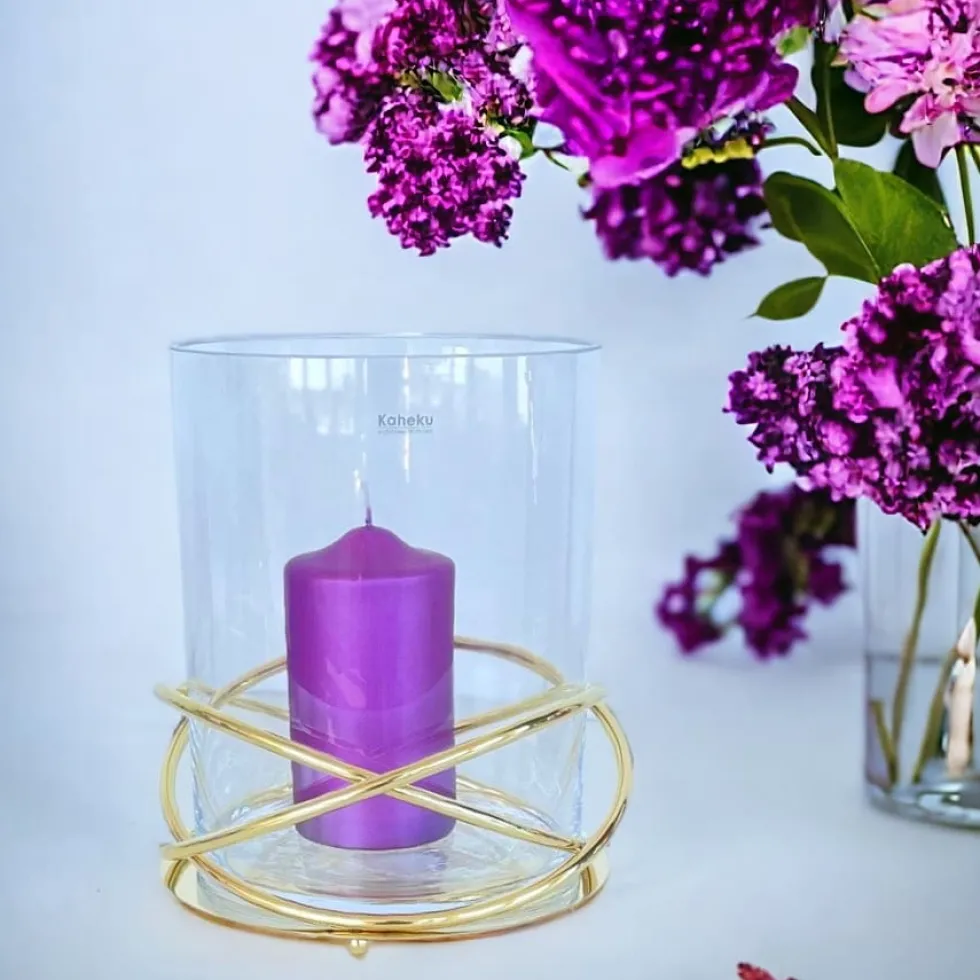 Kaheku Windlicht Glas Crowne gold