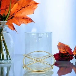 Kaheku Windlicht Glas Crowne gold