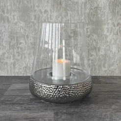 Kaheku Windlicht Glas Golf silber