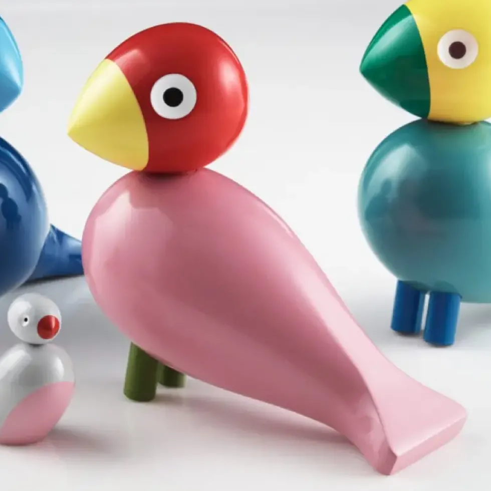 Kay Bojesen Singvogel Ruth rosarot Höhe 18 cm