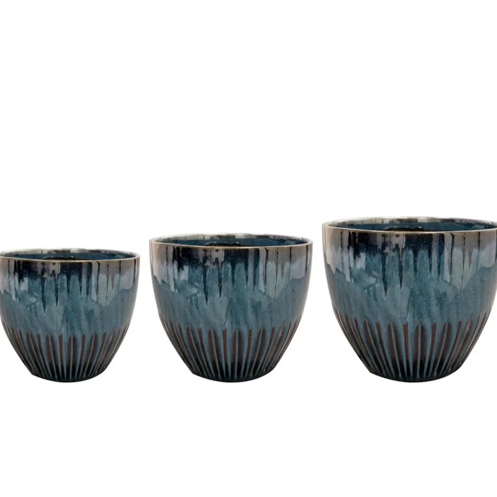 Keramik Blumentopf blau Dyon 3er Set