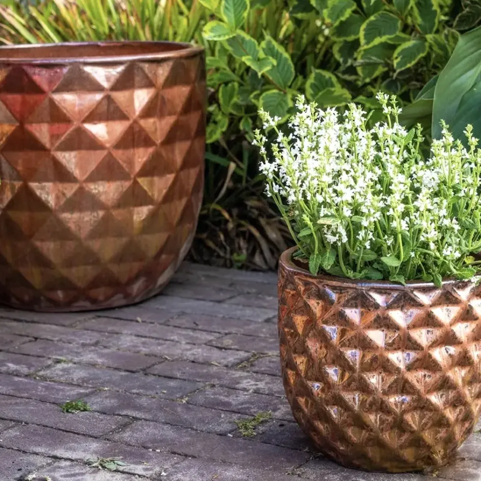 Keramik Blumentopf Felix kupfer 4er Set