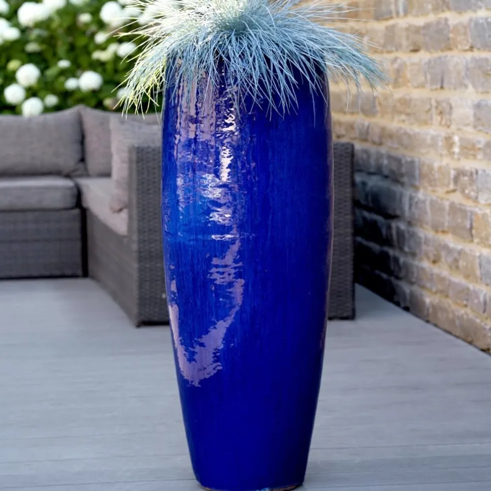 Keramik Bodenvase groß blau Höhe 103 cm