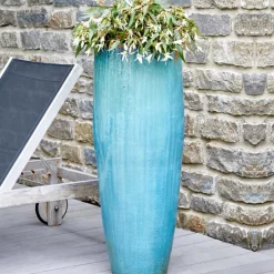 Keramik Bodenvase groß türkis Höhe 103 cm