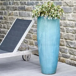 Keramik Bodenvase groß türkis Höhe 103 cm