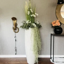 Keramik Bodenvase groß weiß Höhe 103 cm