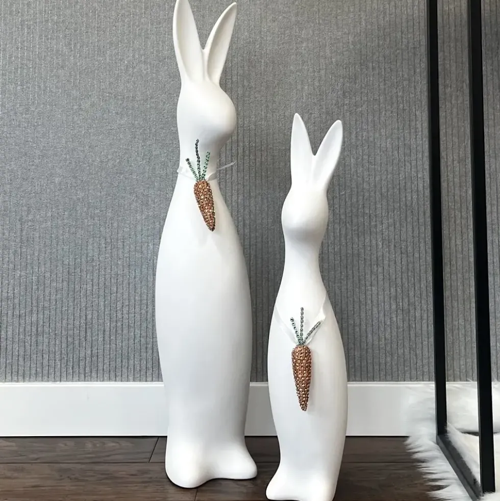 Keramik Deko Osterhase groß Blinky weiß matt