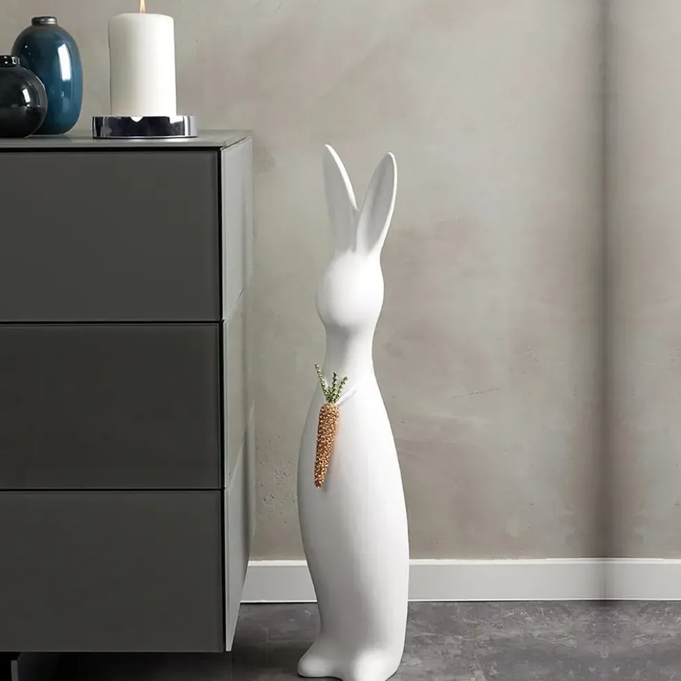 Keramik Deko Osterhase groß Blinky weiß matt