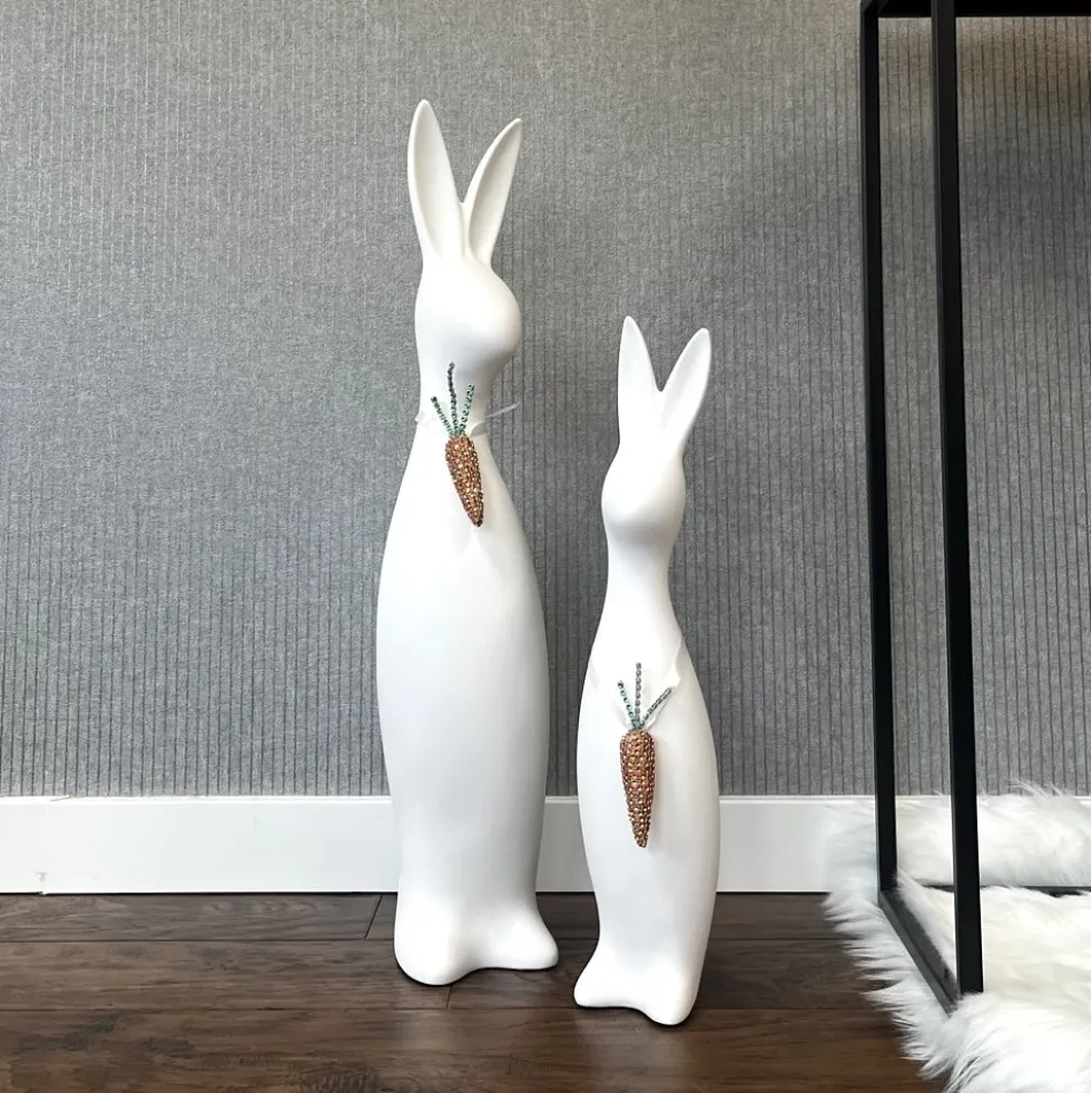 Keramik Deko Osterhase groß Blinky weiß matt