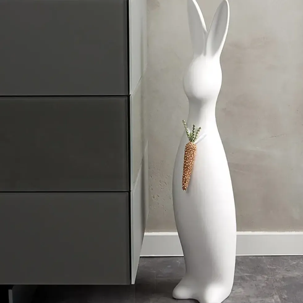 Keramik Deko Osterhase groß Blinky weiß matt