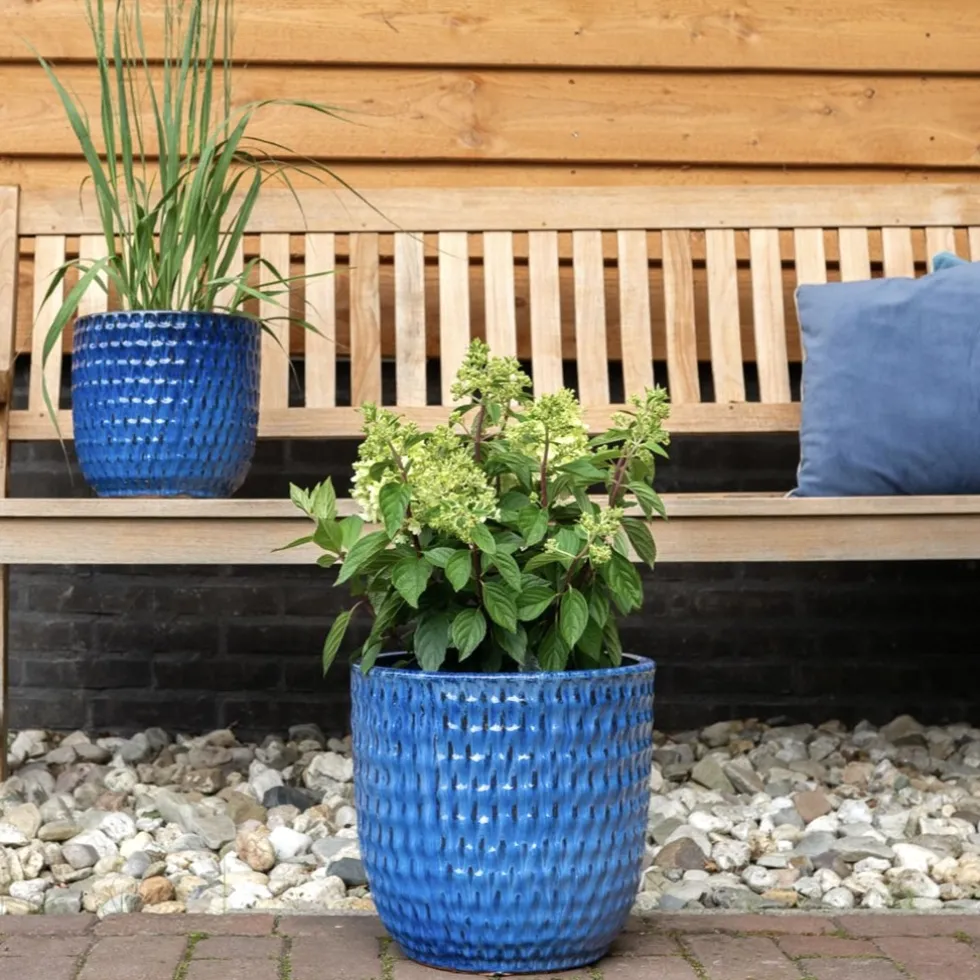 Keramik Pflanzkübel blau 4er Set Sveya