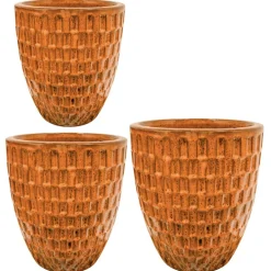 Keramik Pflanzkübel outdoor Chase orange 3er Set