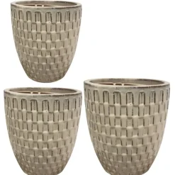 Keramik Pflanzkübel outdoor Chase beige 3er Set