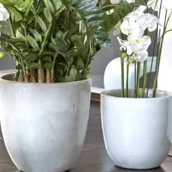 Keramik Pflanzkübel weiß 4er Set