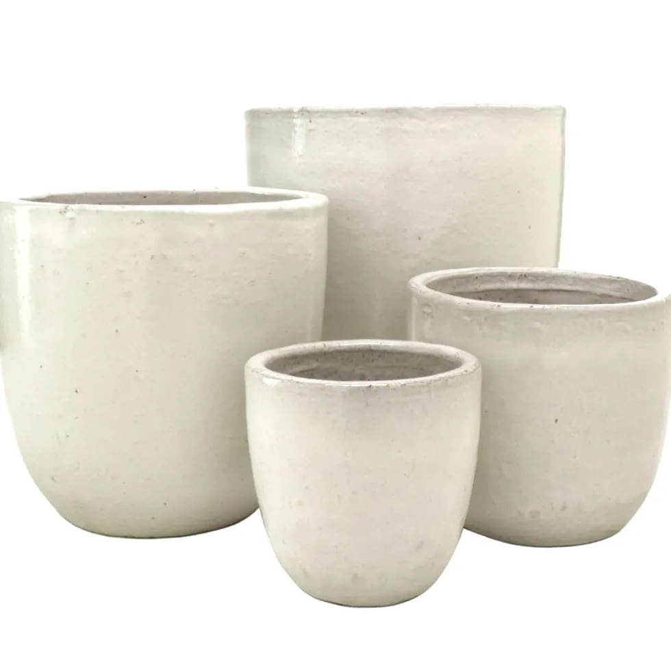 Keramik Pflanzkübel weiß 4er Set
