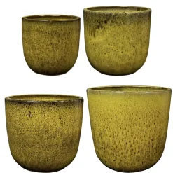 Keramik Pflanzkübel XXL outdoor Rob gelb 4er Set