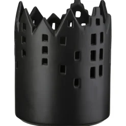 Keramik Windlicht Haus Castle schwarz