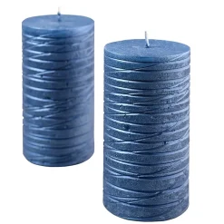 Kerze 4er Set Rustic Stumpe Alba darkblue 11×6 cm