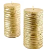 Kerze 4er Set Rustic Stumpe Alba creamgold 11×6 cm
