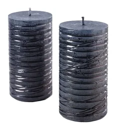 Kerze 4er Set Rustic Stumpe Alba schwarz 11×6 cm