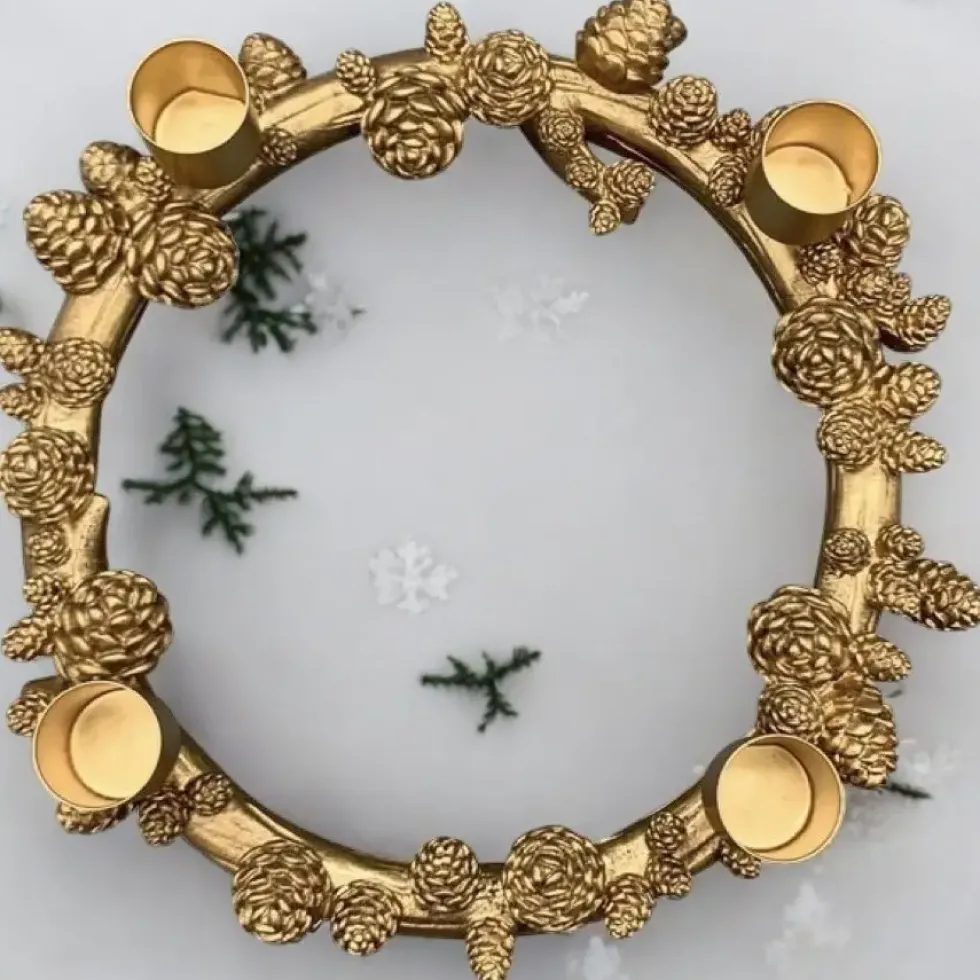 Kerzenhalter Adventskranz Lilian gold 23 cm