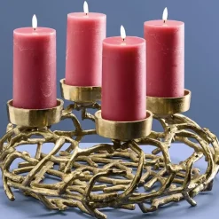 Kerzenhalter Adventskranz modern ÄSTE gold