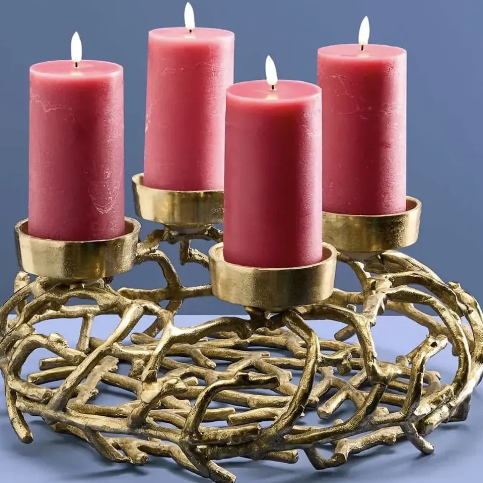 Kerzenhalter Adventskranz modern ÄSTE gold