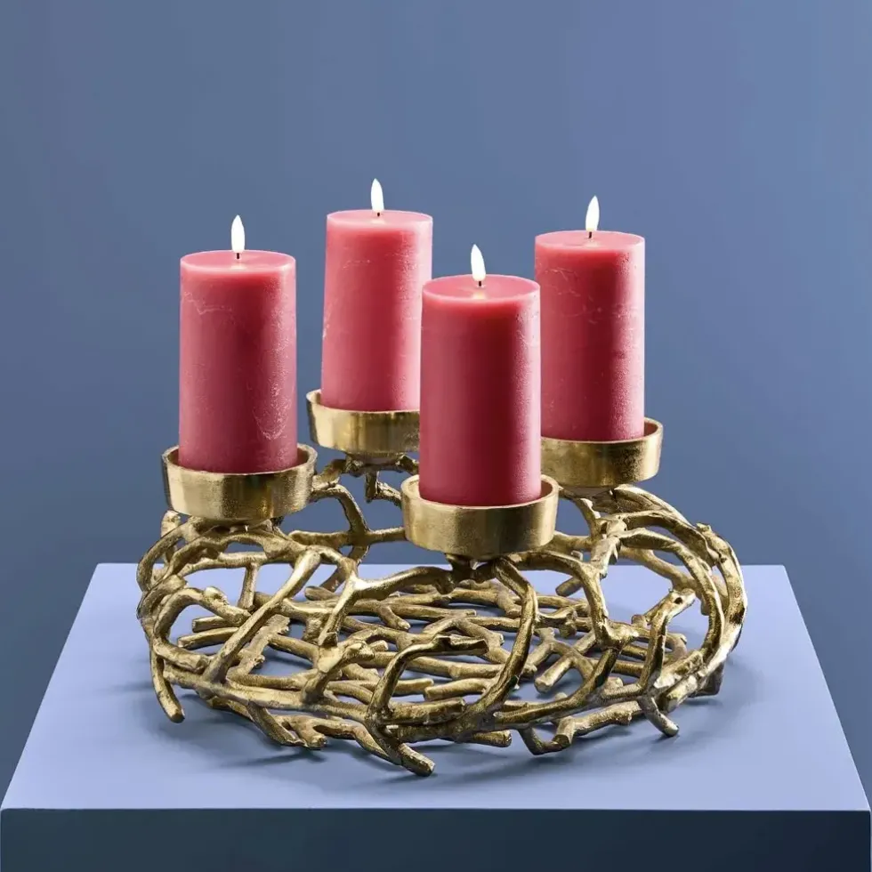 Kerzenhalter Adventskranz modern ÄSTE gold
