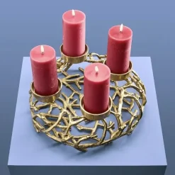 Kerzenhalter Adventskranz modern ÄSTE gold