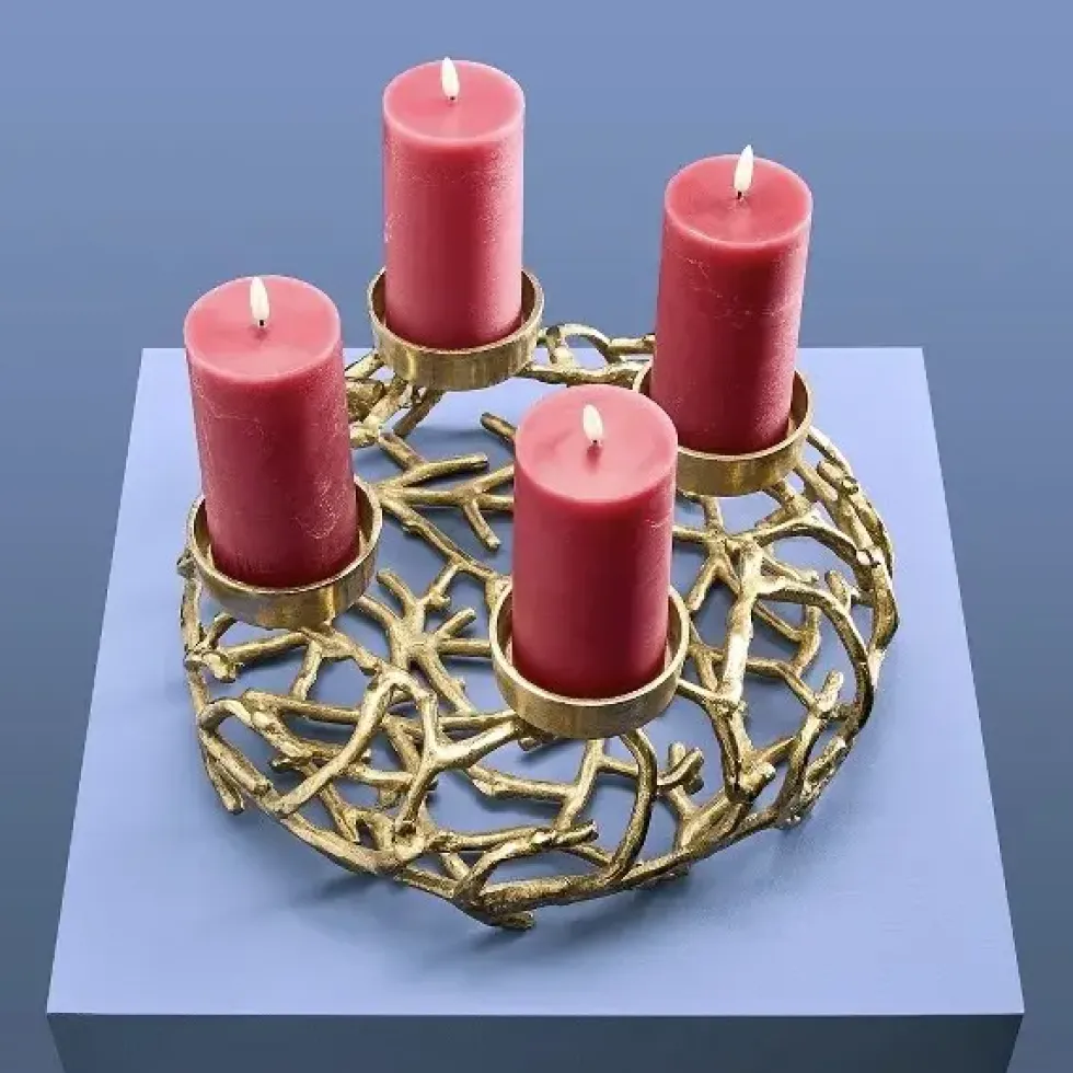 Kerzenhalter Adventskranz modern ÄSTE gold