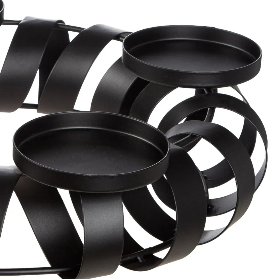 Kerzenhalter Adventskranz schwarz Twirl 36 cm