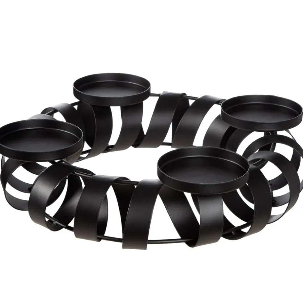 Kerzenhalter Adventskranz schwarz Twirl 36 cm