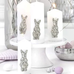 Kerzenpins Hase 4er Set silber Höhe 7 cm