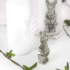 Kerzenpins Hase 4er Set silber Höhe 7 cm