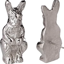 Kerzenpins Hase 4er Set silber Höhe 7 cm