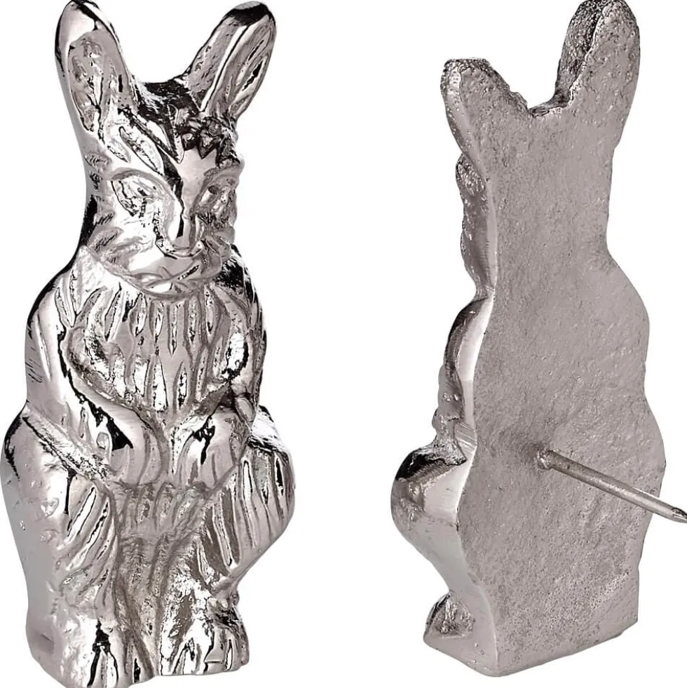 Kerzenpins Hase 4er Set silber Höhe 7 cm
