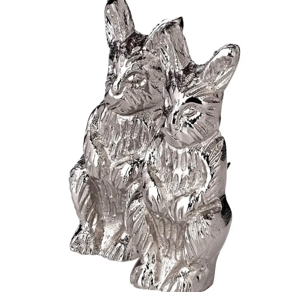 Kerzenpins Hase 4er Set silber Höhe 7 cm