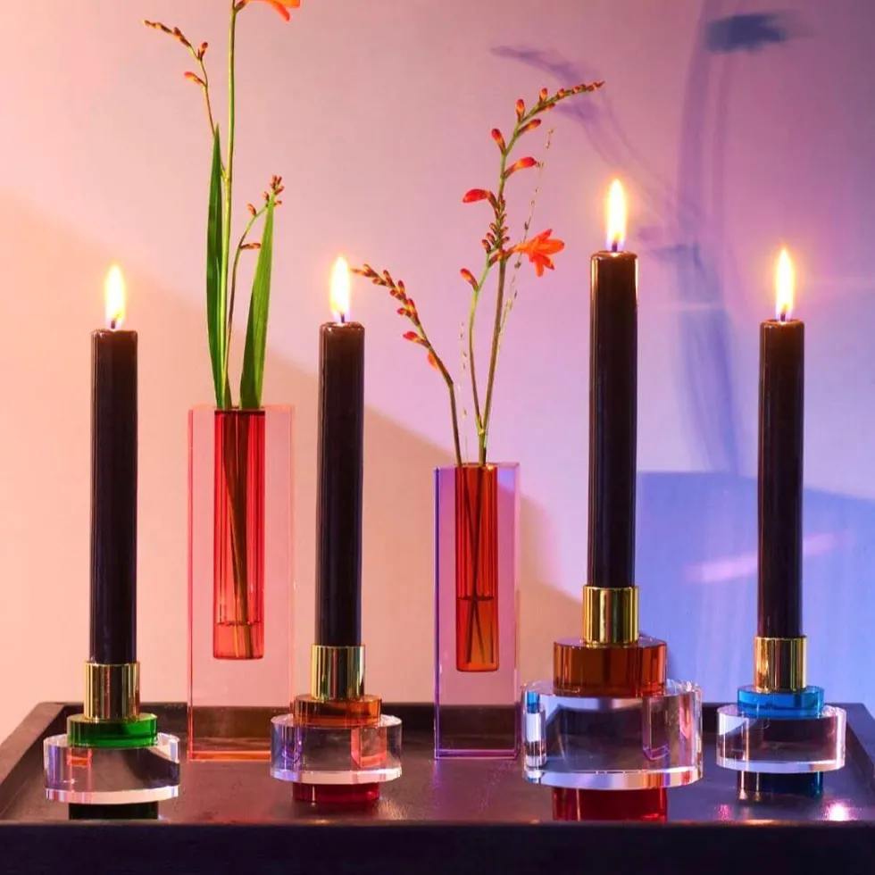 Kerzenständer Kristallglas DIOPTRICS GiftCompany rund blau
